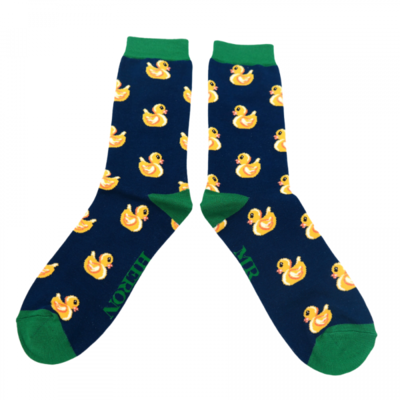 Miss Sparrow Mens Socks Bamboo Rubber Ducks navy