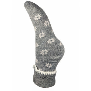 Joya Socken Wollmix extra thick Flowers grey/cream