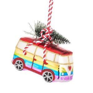 Sass & Belle Christmas Decoration Rainbow Camper Van with Tree