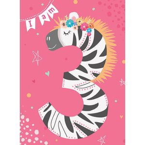 Otter House Karte Rainbow Pops 3rd Birthday Zebra