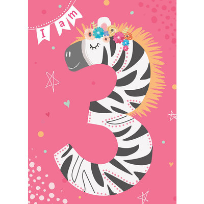 Otter House Card Rainbow Pops 3rd Birthday Zebra