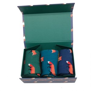 Miss Sparrow Giftbox Männer-Socken Bamboo Foxes