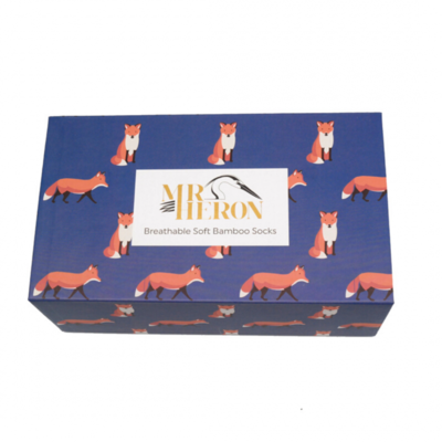 Miss Sparrow Giftbox Männer-Socken Bamboo Foxes