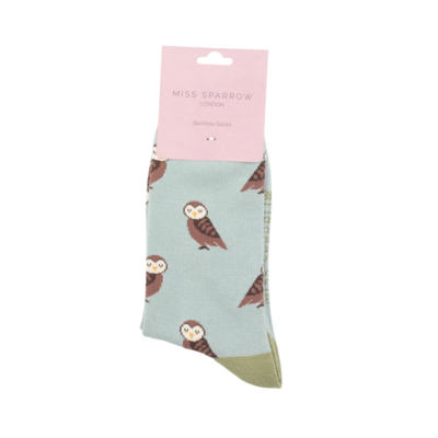 Miss Sparrow Socken Bamboo Cute Owls duck egg