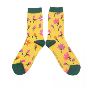 Miss Sparrow Socks Bamboo Ditsy Floral lime