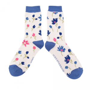 Miss Sparrow Socks Bamboo Ditsy Floral silver