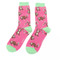 Miss Sparrow Socks Bamboo Sloths hot pink