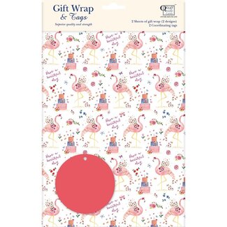 Otter House Geschenkpapier & Anhänger Flamingo