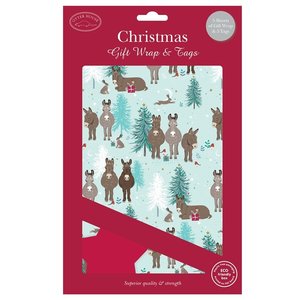 Otter House Weihnachtsgeschenkpapier & Anhänger Donkey and Friends