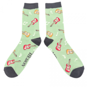 Miss Sparrow Mens Socks Bamboo Guitars mint