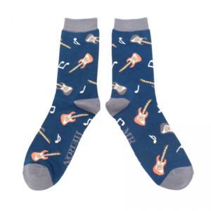 Miss Sparrow Männer-Socken Bamboo Guitars navy