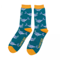Miss Sparrow Mens Socks Bamboo Whales teal