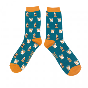 Miss Sparrow Männer-Socken Bamboo Whisky teal