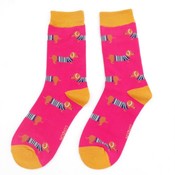 Miss Sparrow Socks Bamboo Parisian Pups hot pink