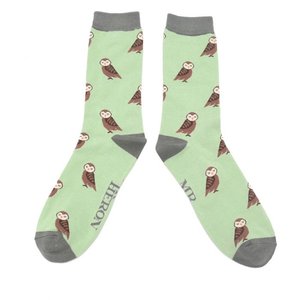 Miss Sparrow Männer-Socken Bamboo Cute Owls mint