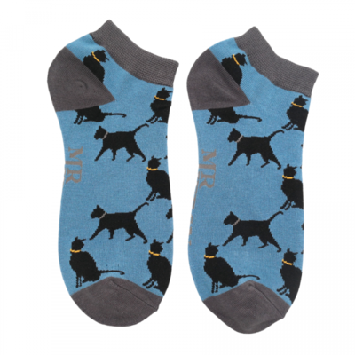 Miss Sparrow Trainer Männer-Socken Bamboo Lucky Cats denim