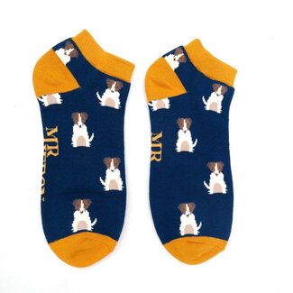 Miss Sparrow Trainer Mens Socks Bamboo Mini Jack Russels navy