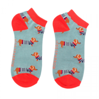 Miss Sparrow Trainer Socks Bamboo Parisian Pups faded denim