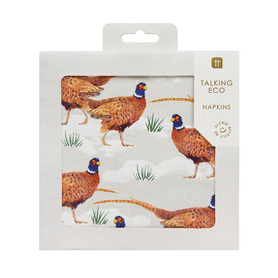 Talking Tables Paper Napkins Eco Holly Pheasant 20-Pack