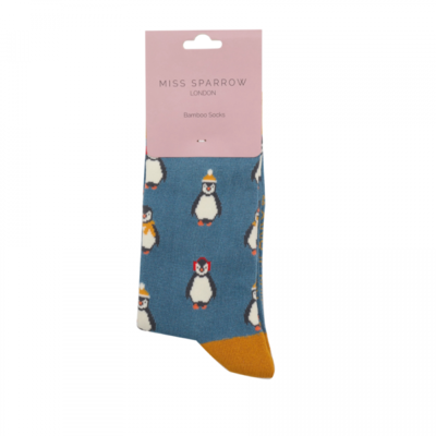 Miss Sparrow Socks Bamboo Baby Penguins denim