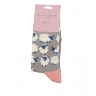 Miss Sparrow Socks Bamboo Happy Sheep grey