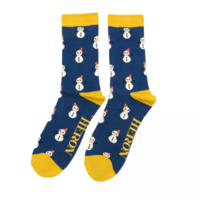 Miss Sparrow Mens Socks Bamboo Little Snowmen navy