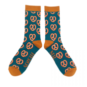 Miss Sparrow Mens Socks Bamboo Pretzels teal