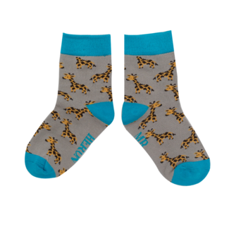 Miss Sparrow Kindersocken Bamboo Boys Giraffes grey 2-3Y