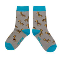 Miss Sparrow Kids Socks Bamboo Boys Giraffes grey 4-6Y