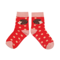 Miss Sparrow Kindersocken Bamboo Girls Hedgehogs & Daisies red 2-3Y