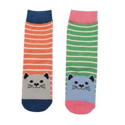 Miss Sparrow Kids Socks Bamboo Girls Kitty Cats green 2-3Y