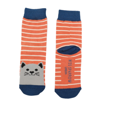 Miss Sparrow Kids Socks Bamboo Girls Kitty Cats orange 2-3Y