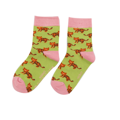 Miss Sparrow Kids Socks Bamboo Girls Tigers lime 2-3Y