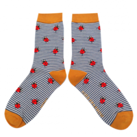 Miss Sparrow Socks Bamboo Ladybirds navy