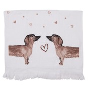 Clayre & Eef Guest towel Sausage Dogs & Hearts