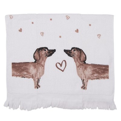 Clayre & Eef Guest towel Sausage Dogs & Hearts