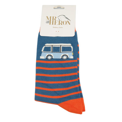 Miss Sparrow Mens Socks Bamboo Camper Stripes blue