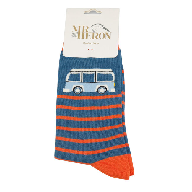 Mens Socks Bamboo Camper Stripes blue