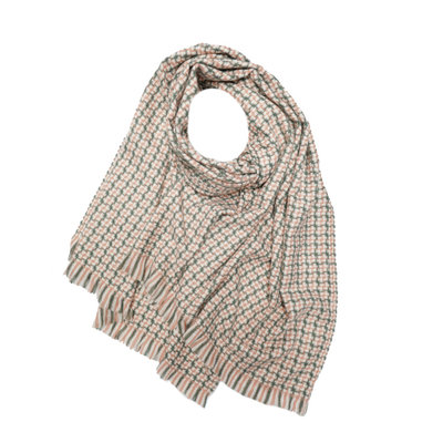 Pure & Cozy Scarf Wool Mix Weave Checked pink