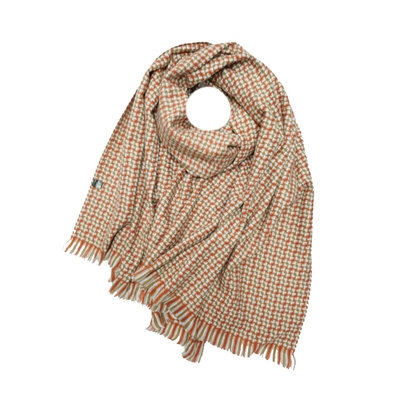 Pure & Cozy Schal Wool Mix Weave Checked red/mocca