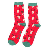 Miss Sparrow Männer-Socken Bamboo Reindeer red