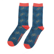 Miss Sparrow Mens Socks Bamboo Little Bikes denim