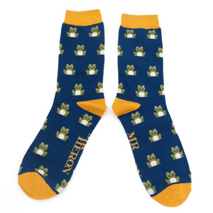 Miss Sparrow Männer-Socken Bamboo Frogs navy