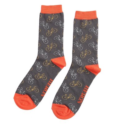 Miss Sparrow Mens Socks Bamboo Little Bikes charcoal