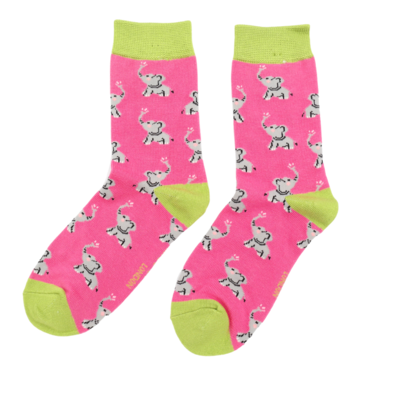 Miss Sparrow Kids Socks Bamboo Girls Elephants pink  7-9Y