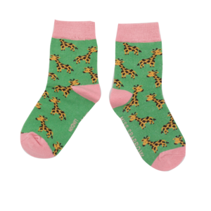 Miss Sparrow Kindersocken Bamboo Girls Giraffes green 2-3Y