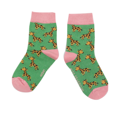 Miss Sparrow Kids Socks Bamboo Girls Giraffes green 2-3Y