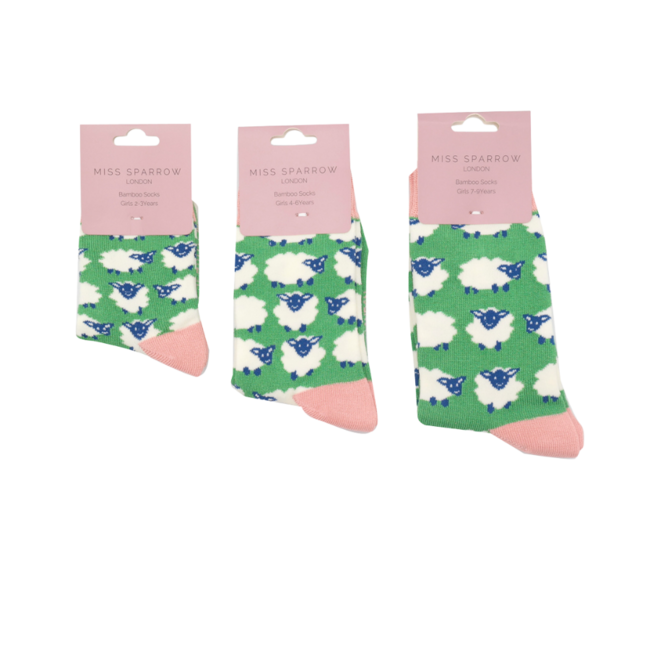 Kindersocken Bamboo Girls Sheep green 7-9Y