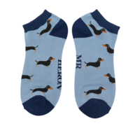 Miss Sparrow Trainer Mens Socks Bamboo Sausage Dogs denim