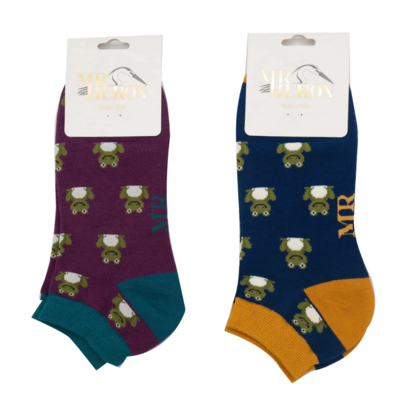 Miss Sparrow Trainer Männer-Socken Bamboo Frogs navy